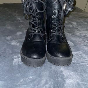 Women's Black Lace-Up Boots